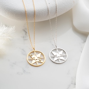 Dual Compass Custom Necklace Personalized Compass Pendant Jewelry Personalize Name Compass Necklace North Star Engrave Coordinate Necklace