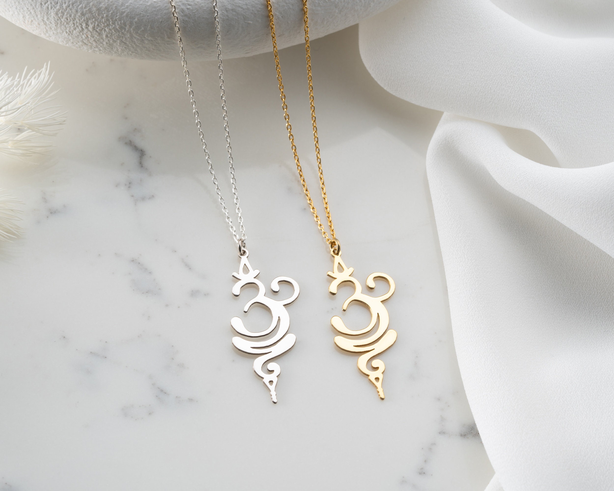 14K Solid Gold Breathe Symbol Necklace: Mindful Serenity Jewelry - Etsy