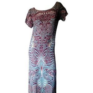 Jean Paul Gaultier multicolored maxi dress with tribal tattoo print Size S M evening cocktail wedding