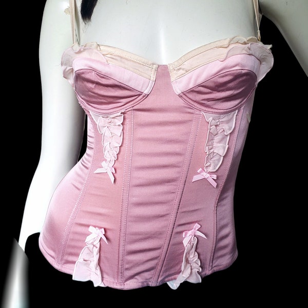 Christian Dior bustier corset  en soie rose  S