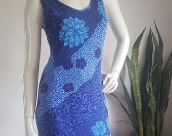 Kenzo Jungle Long blue floral print dress size M L