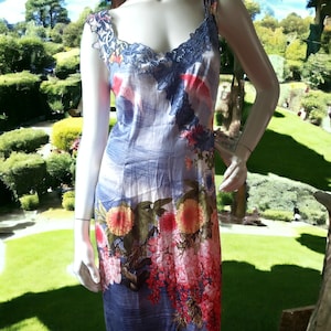 Roberto Cavalli Class slip dress printed silk koi carp size M L