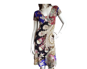 Roberto Cavalli mid-length multicolor print dress size S or M