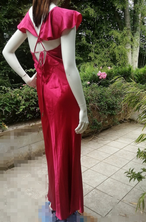 John Galliano Maxi Dress in Pink/raspberry Red Silk Size M L - Etsy Israel