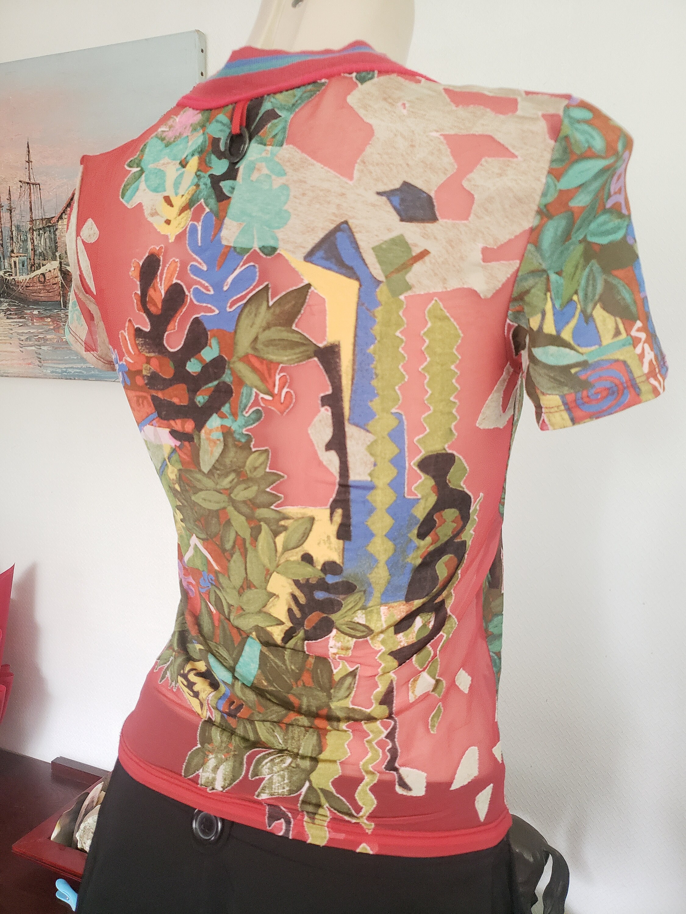 トップス SAVE THE QUEEN/Power Net Ribbon Top Save the Queen Vintage Mesh Printed T-shirt Top S M - Etsy