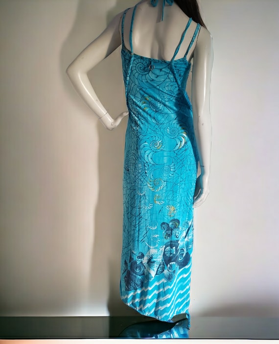Maxi Dress Save the Queen Turquoise Blue Print Size M - Etsy