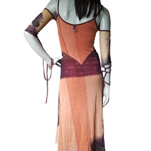 Maxi Dress Save The Queen salmon pink print knit size M L