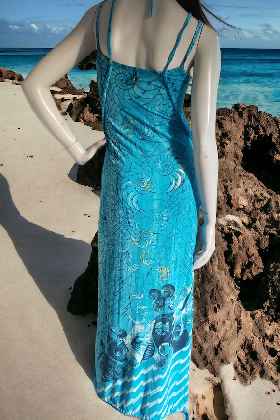 Maxi Dress Save The Queen turquoise blue print size M