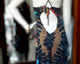 Roberto Cavalli sexy backless mid-length colorful print dress size S