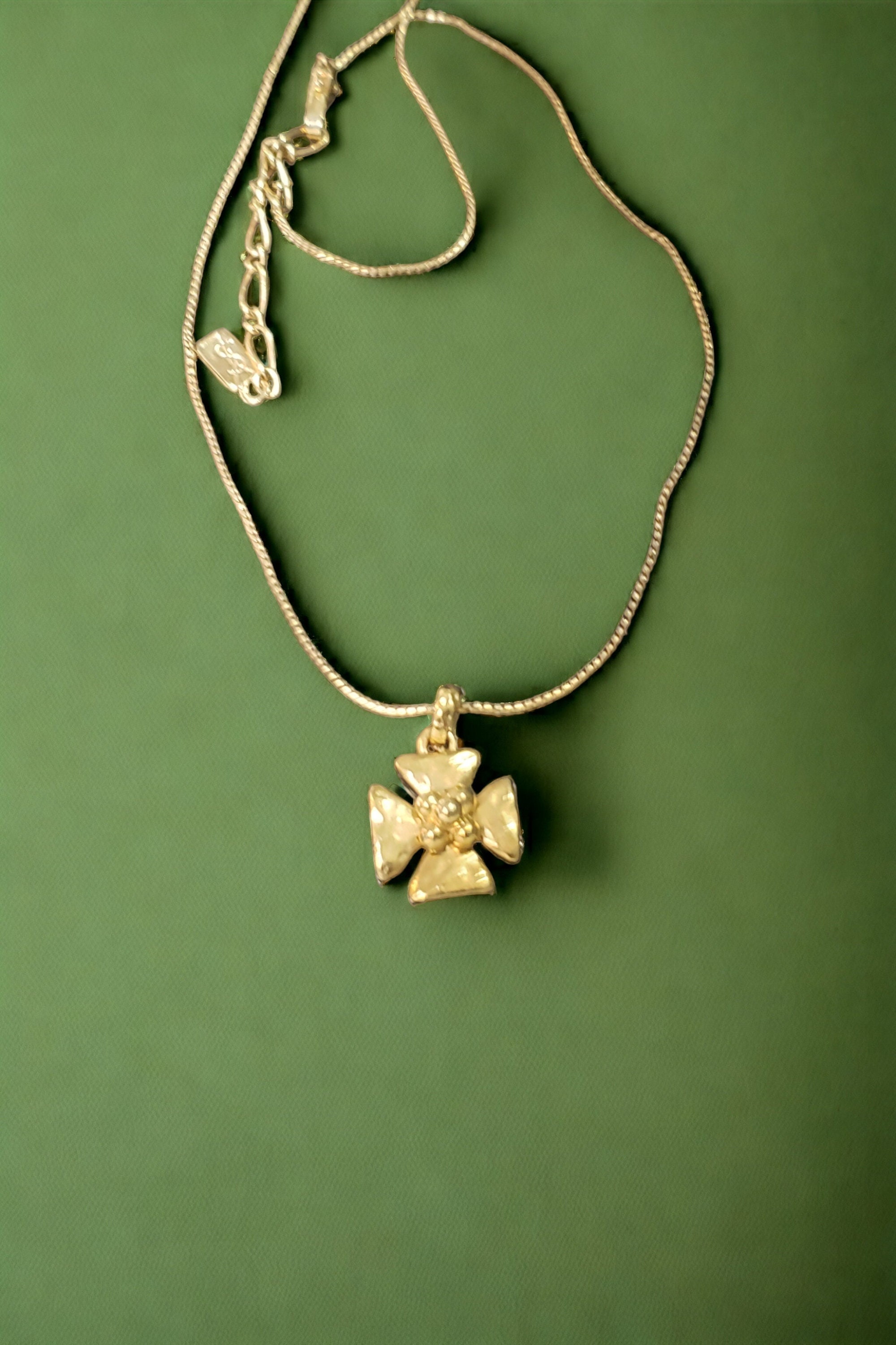 Yves Saint Laurent Gold Plated Cross Pendant Necklace - Etsy