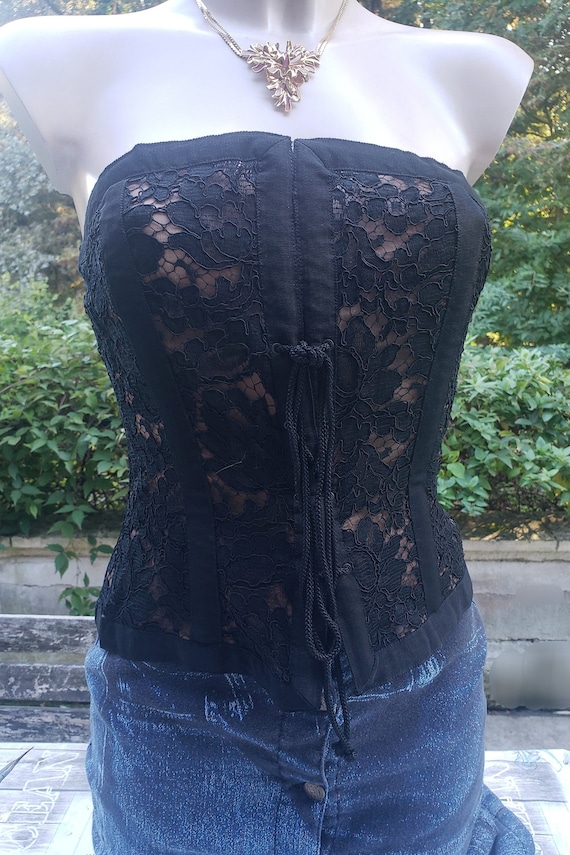 Yves Saint Laurent Rive Gauche black lace corset b