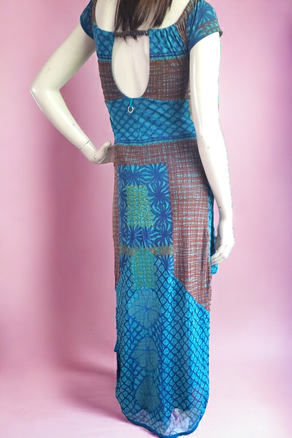 Robe Save The Queen longue maille imprimé bleu  ta