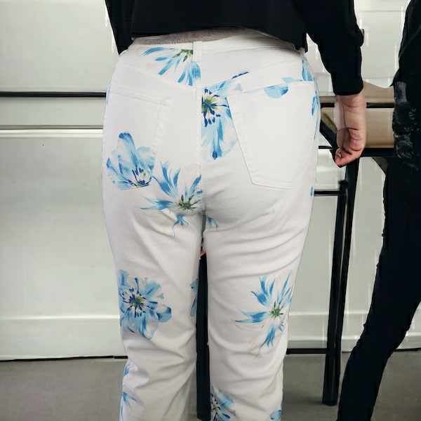 Kenzo Miyuki Jean vintage pantalon imprimé floral multicouleur taille S M