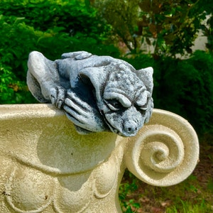 Gotischer Wasserspeier aus Stein / Regal, guckender Gremlin / Wächter, gotische groteske Gartendekoration Bild 5