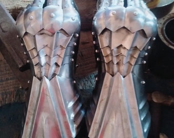 Par de guanteletes de caballero medieval Guantes de mano de acero para Mason Templar Crusader.