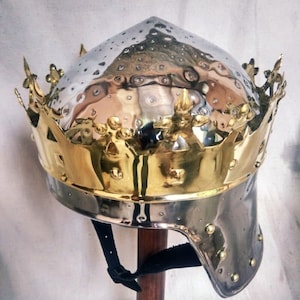 Medieval Monarch Knight Helmet King Richard Lionheart 2 Tone Crown Helmet Medieval Roman Original Finding Helmet Collection Mother Day Gift
