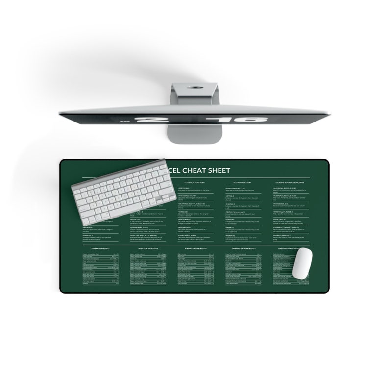 Excel Cheat Sheet Desk Mat Data Analyst Large Mousepad - Etsy UK