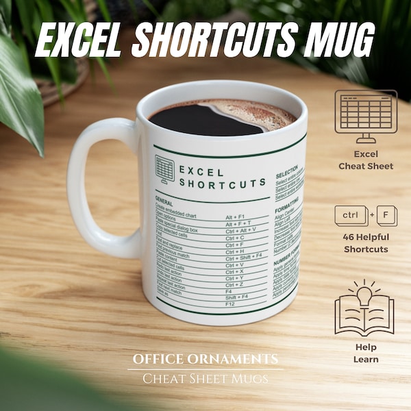 Excel Shortcuts Mug Etsy