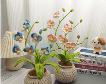 Crochet Orchid Pattern: Potted Flower Home Decor (PDF Pattern)