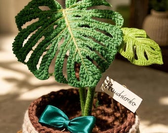 Patrón de hoja de monstera a crochet: Decoración con plantas tropicales (Patrón PDF)