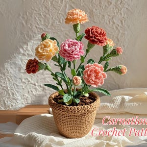 Nelke Blume Häkelanleitung PDF – Rosa Nelkenstrauß, anfängerfreundliches DIY, Muttertags- & Valentinstagsgeschenk, Geburtsblume im Januar