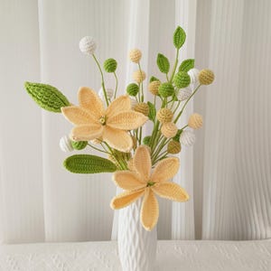Crochet Flower Pattern :Lily/jam Bouquet，Plant crochet pattern Daisy Lily Rose Gift for Mother