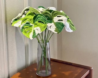 Patrón de hoja de monstera a crochet: Decoración tropical para el hogar (Patrón PDF)