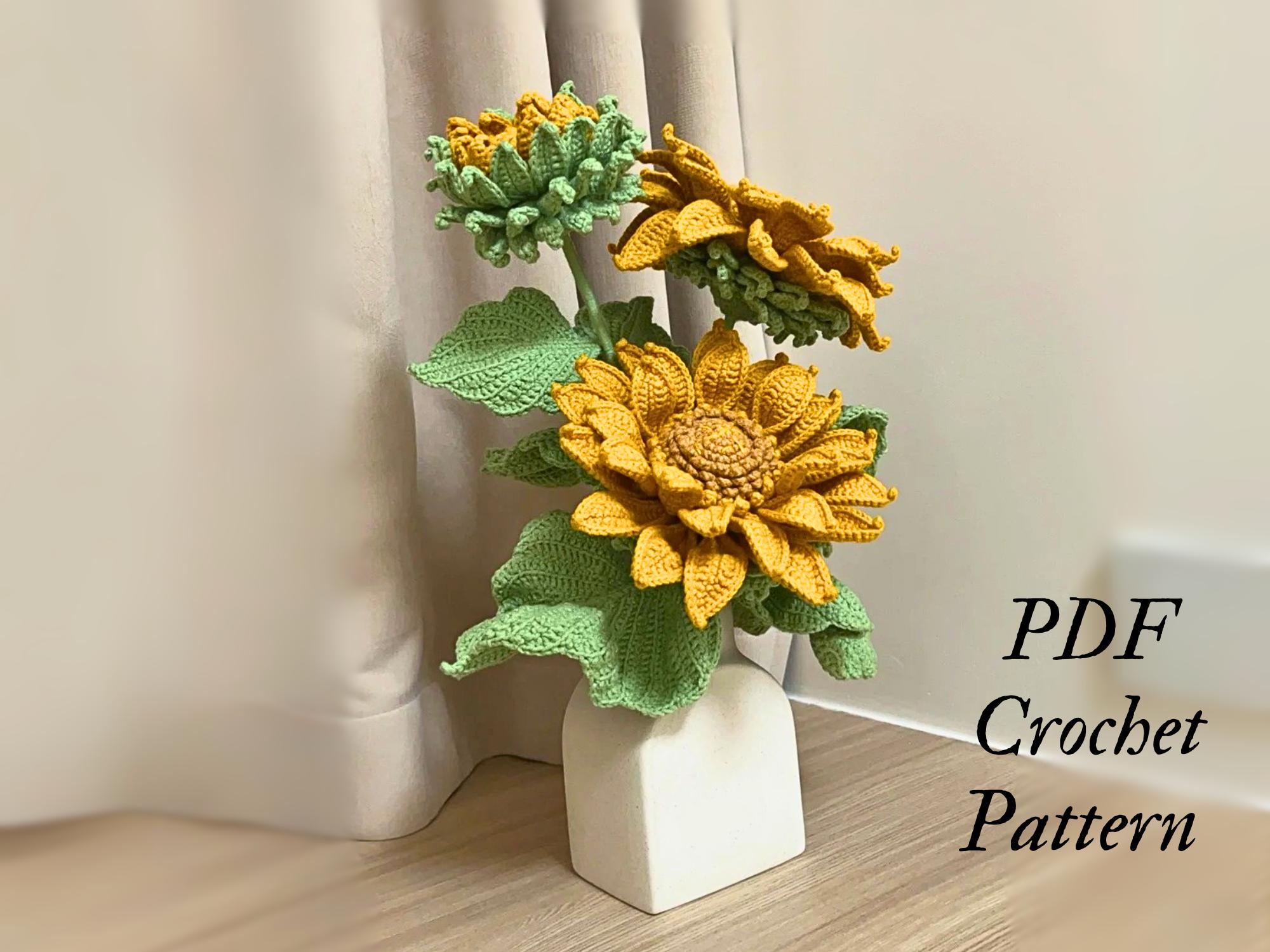 Sunflower Crochet Pattern PDF – Easy Flower Tutorial for Bouquet, Gift ...
