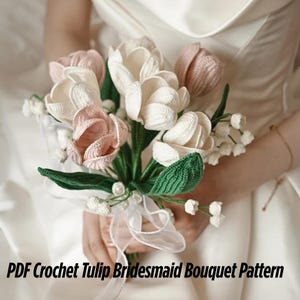Tulpen-Brautjungfer-Blumenstrauß-Häkelanleitung - Hochzeitsblumen, gehäkelte Tulpen, DIY-Häkelblumenstrauß