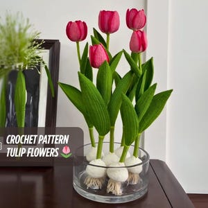 Tulpe Häkelanleitung - Tulpe im Topf häkeln, Frühlingsblumenstrauß, Hochzeitsblumen, Häkelblumenmuster, digitaler Download