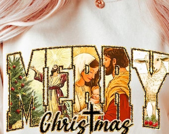 Jesus Christmas Coquette Bow Png, Christian Christmas Png, Nativity Scene Png, Baby Jesus Png, Bible Verse Png, Glitter, Pink Christmas Png
