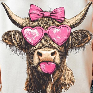 Highland Cow png, Valentine Coquette Png, Valentine&#39;s Day, Retro Valentine Png, Valentine Heart Png, Love Png, Sublimation Designs