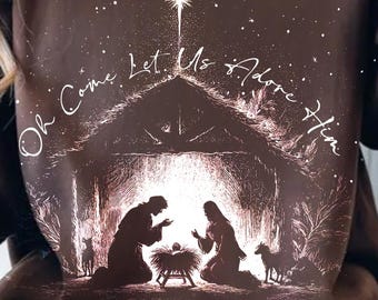 Oh Come Let Us Adore Him Png, Retro Jesus Christmas Png, Nativity Scene Png, Christmas Cross Png, Bible Verse Png, Christian Christmas Png