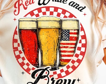 Cerveza roja, blanca y negra (Png), cerveza del 4 de julio (Png), gráfico del 4 de julio para amantes de la cerveza, camiseta del Día de la Independencia (Png), diseño patriótico de cerveza (Png)
