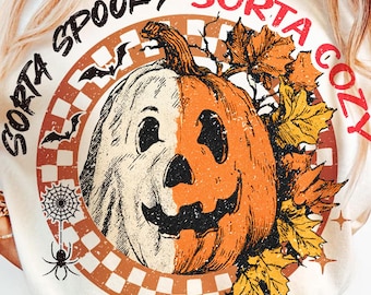 Sorta Spooky Sorta Cozy Png, Retro Halloween png, Autumn Png, Fall Shirt, Fall Png, Spooky Fall png, Ghost Png, Pumpkin png, Halloween Png