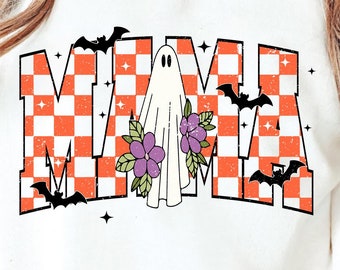 Mamá PNG, Halloween Mamá Camiseta Png, Varsity Png, Mamá Vida Png, Fantasma Png, Halloween de moda Png, Retro Png, Png a cuadros, Png angustiado