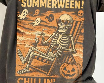 Halloween in Summer Sublimation PNG Design, Spooky Summer png, Skeleton Summer Halloween png, Halloween Pumpkin png, Summer png, Retro png