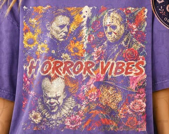 Horror Vibes PNG, Halloween png, Horror Movie png, Halloween Horror png, Floral Halloween, Retro Halloween png, Halloween characters, retro