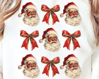 Christmas Coquette Bow png, Santa Coquette Bow png, Christmas png, Vintage Christmas png, Retro Christmas png, Vintage Santa png, retro png