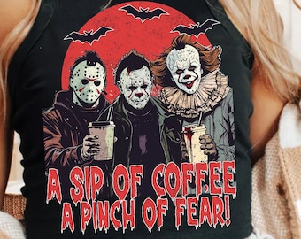 Retro Halloween png, Funny Halloween png, Halloween Coffee, Halloween Horror png, Horror png, Halloween Coffee, Horror, coffee, png designs