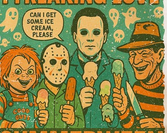 Summer Halloween png, I Freaking Love Summer PNG, Funny Halloween Funny, Horror Characters png, Halloween in Summer Digital Shirt Design
