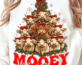 Christmas Coquette Highland Cow png, Western Christmas png, Highland Cow png, Merry xmas png, Coquette png, Aesthetic Christmas png