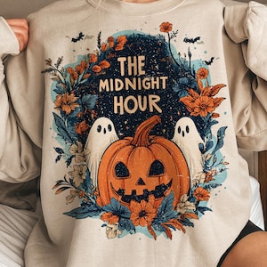 Halloween-sublimaties, vintage downloads, vleermuizen, png, groovy, retrodesign, spook, pompoen, spookachtige bloemen, trendy, het middernachtelijk uur