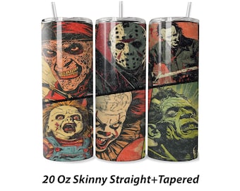 Killers Friends Movie 20 oz Skinny Tumbler Wrap Sublimation Design, Scary Horror Halloween 20 oz Skinny Tumbler Wrap, Digital File