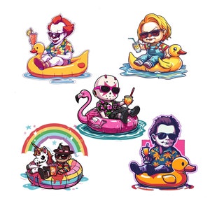5 Designs Horror&#39;s Vacation Png Bundle, Summer Png Bundle, Cute Horror Clipart Png, Sublimation Design Png, Png Format, Digital File