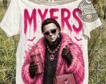 Glam Horror PNG, Pink Horror Fashion PNG, Girly Halloween Sublimation, Glam Slasher Design, Spooky Chic PNG