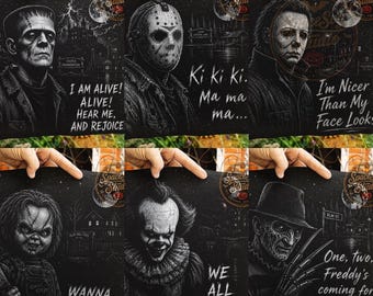 Retro Halloween Png, Halloween Characters Png, Horror Characters Bundle Png, Halloween PNG, Horror Movie PNG, Scary Movie PNG, Digital File
