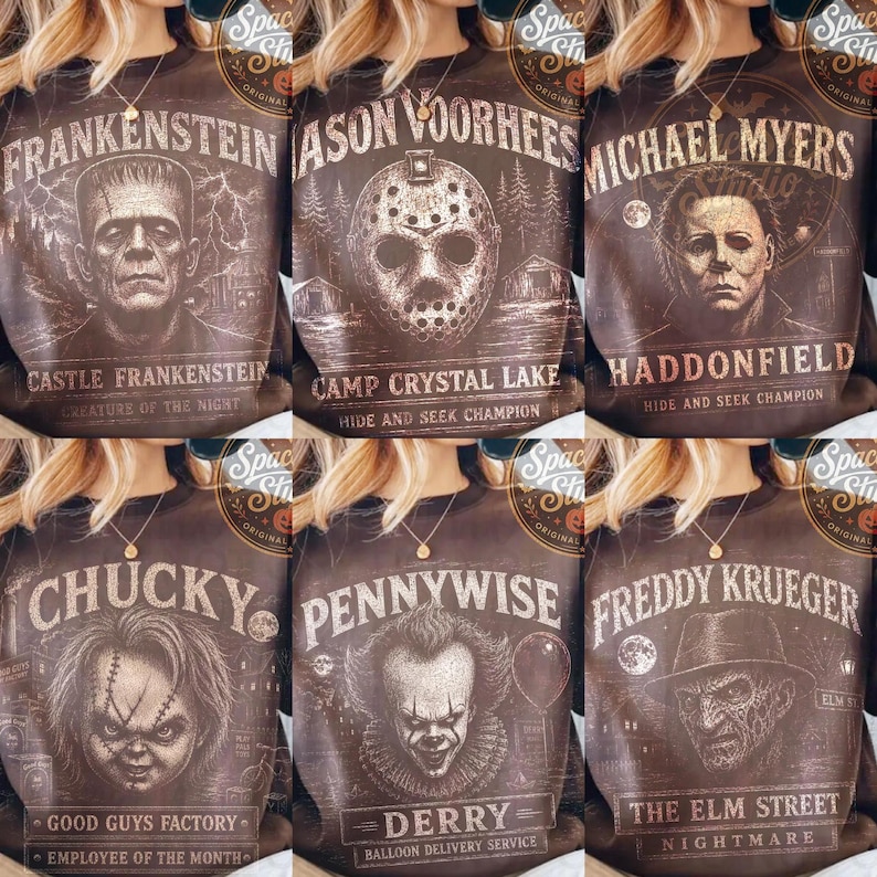 Retro Halloween Png, Halloween Characters Png, Horror Characters Bundle Png, Halloween PNG, Horror Movie PNG, Scary Movie PNG, Digital File image 2