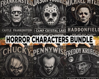 Retro Halloween Png, Halloween Characters Png, Horror Characters Bundle Png, Halloween PNG, Horror Movie PNG, Scary Movie PNG, Digital File