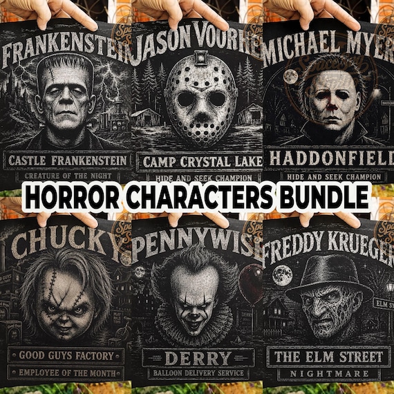 Retro Halloween Png, Halloween Characters Png, Horror Characters Bundle Png, Halloween PNG, Horror Movie PNG, Scary Movie PNG, Digital File